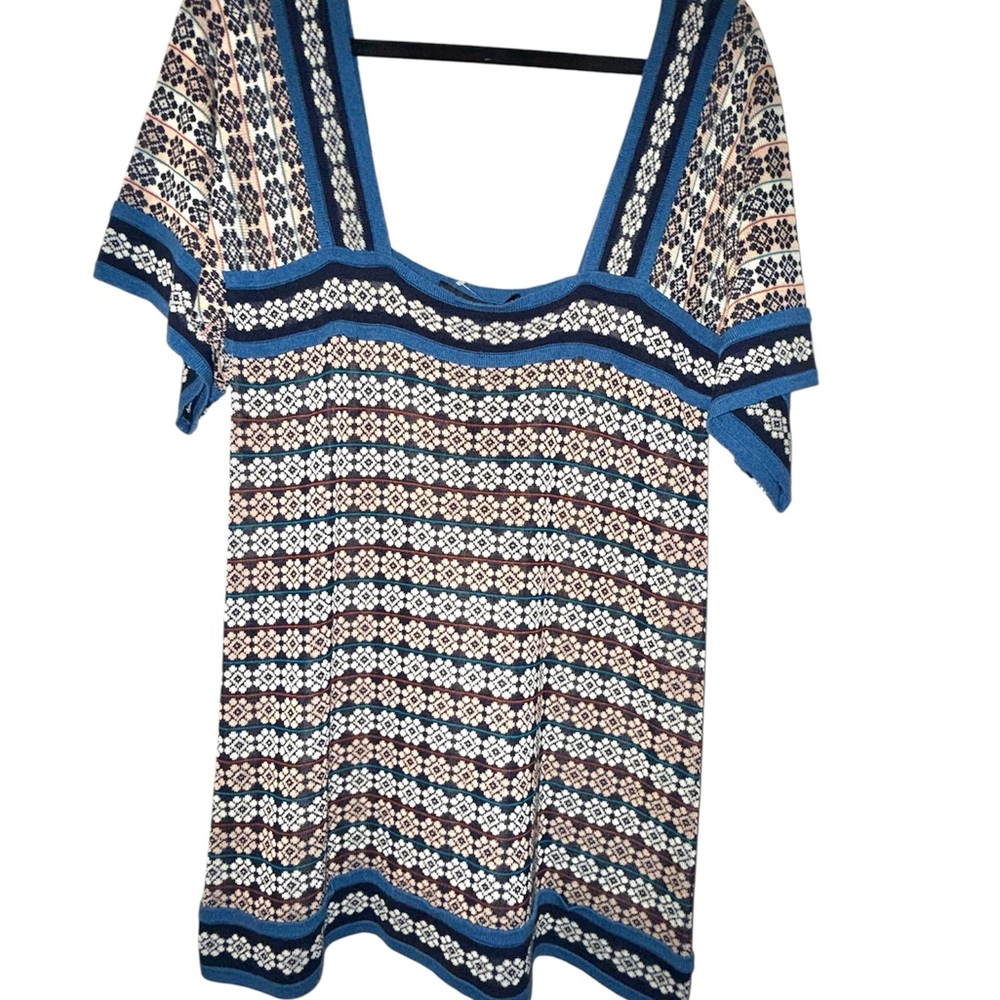 Marc Jacobs Blue and Navy Textured Knit Top